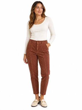 Anthropologie Essential Slim Pants Women’s 8 Rose Gold Corduroy Zip Pockets